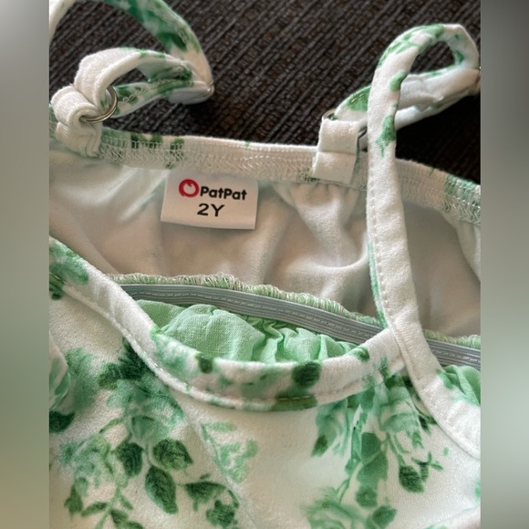 Green Floral Dress Toddler Girls - Picture 2 of 3